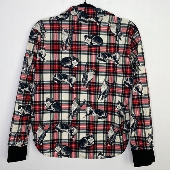 Fun cats print plaid buttons down shirt - Picture 7 of 7
